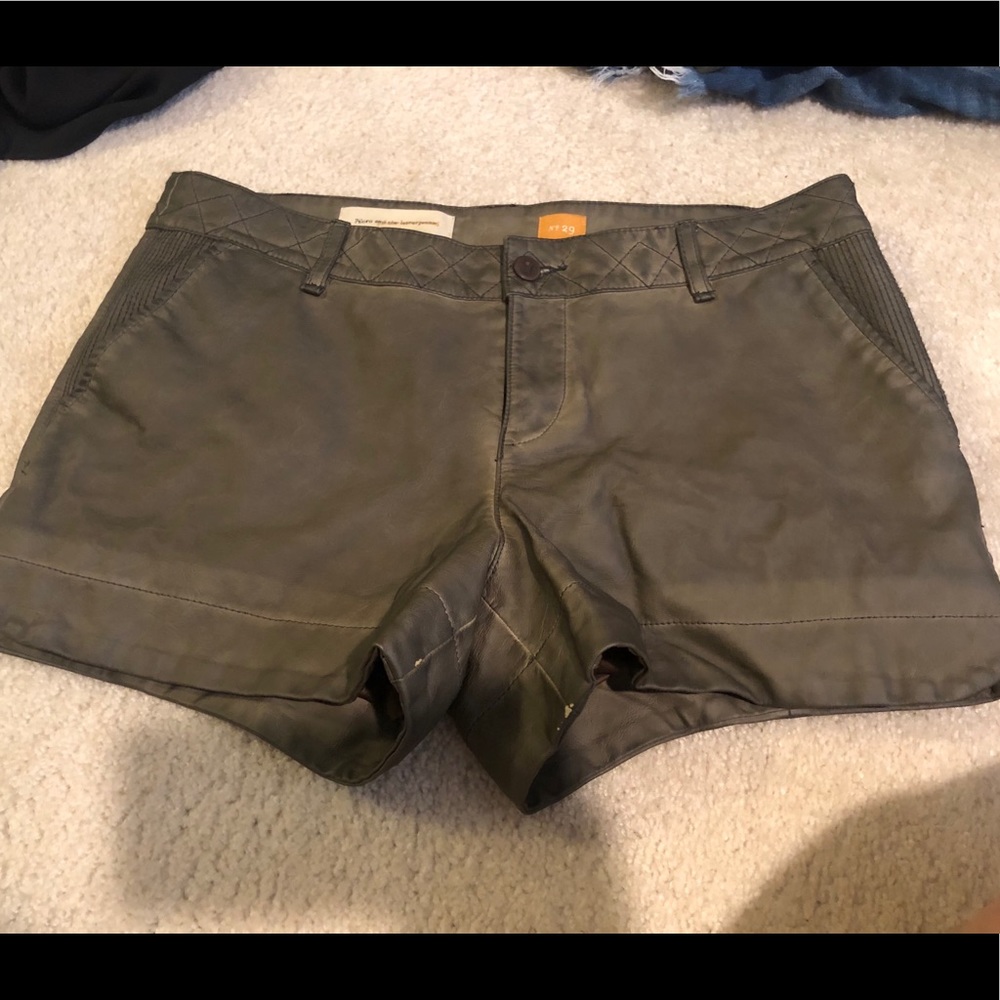 Green leather shorts